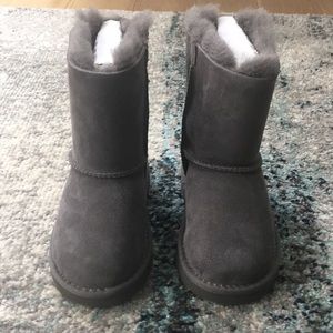 UGG Toddlers Authentic Bailey Bow Grey Boots New